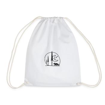 Lunar Night Fox Forest Silhouette Fans Gift - Drawstring Bag - white - Front