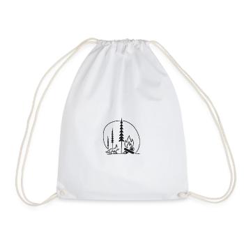 Campfire Forest Line Art Fans Gift Idea - Drawstring Bag - white - Front