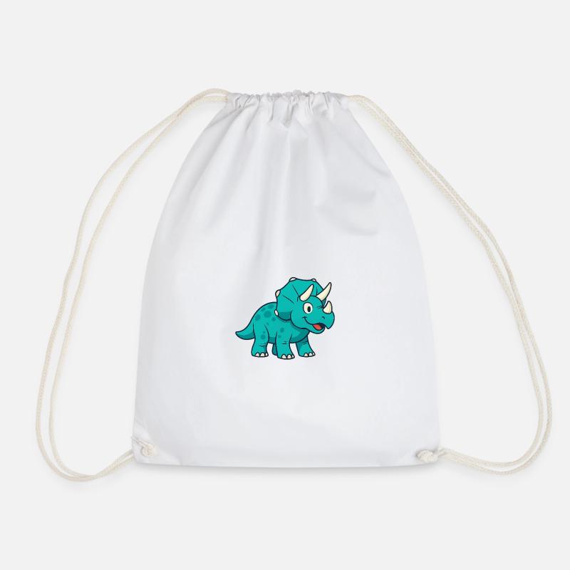 Fröhlicher Dino Triceratops - Turnbeutel - Weiß