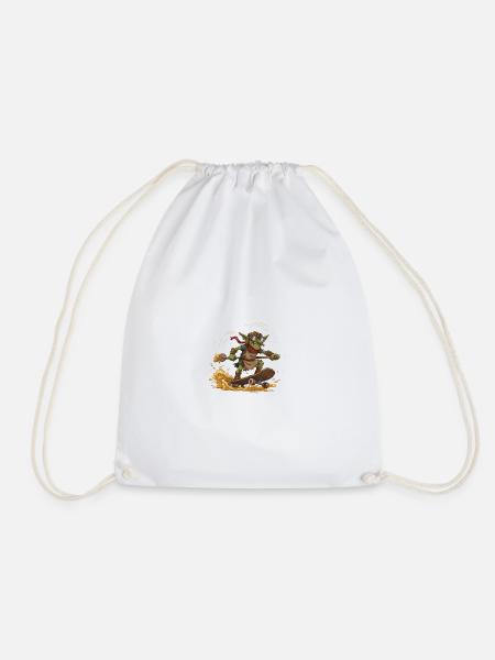 Goblin on skateboard - Drawstring Bag - white