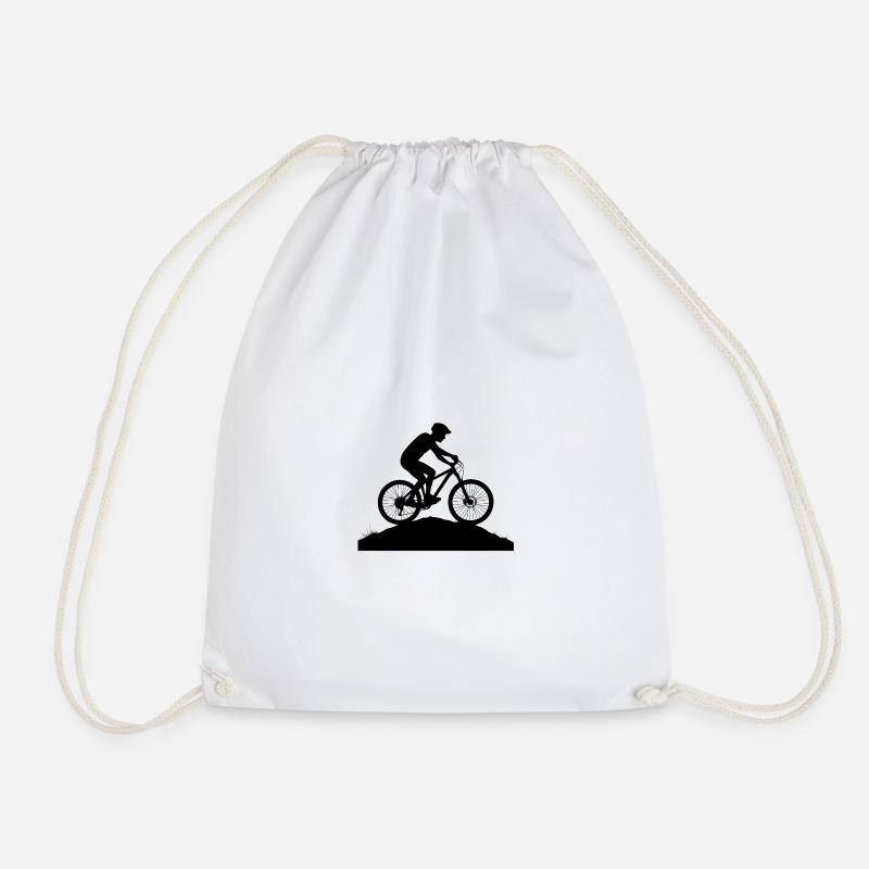 Mountain Adventure Mountain Bike Silhouette - Drawstring Bag - white