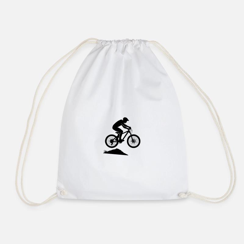 Mountain Adventure Mountain Bike Silhouette - Drawstring Bag - white