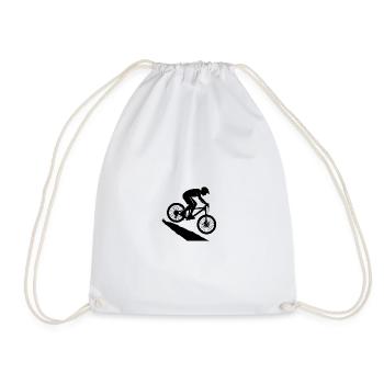 Downhill Sprung Biker Silhouette - Turnbeutel - Weiß - Vorne