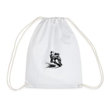 Motorcycle racer in extreme lean angle - Drawstring Bag - white - Front