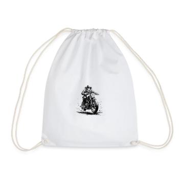 Teenager on modern café racer - Drawstring Bag - white - Front