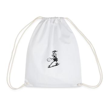 Tennis Player Action Illustration - Drawstring Bag - white - Front