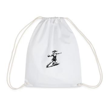 Dynamic handball player illustration - Drawstring Bag - white - Front