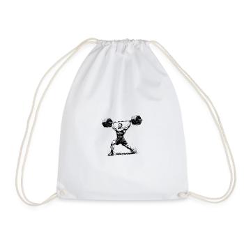 Strongman Weight Lifting Illustration - Drawstring Bag - white - Front