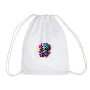 Colorful Skull Street Art Carnival - Drawstring Bag - white - Front
