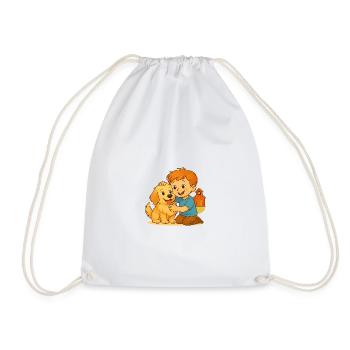 Fluffy and the Happy friend - Emotional Bond - Drawstring Bag - white - Front