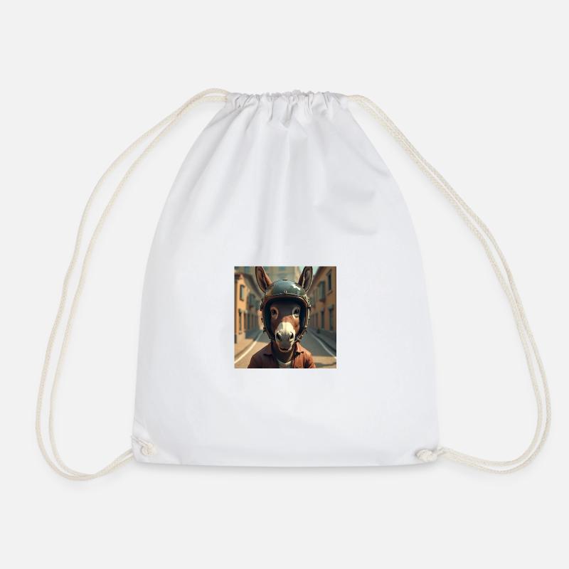 Biker donkey - Drawstring Bag - white