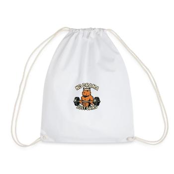 No Drama Just Gains Capybara Fitness - Drawstring Bag - white - Front