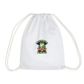 Overthinking in Peace Frog Humor Relax - Drawstring Bag - white - Front