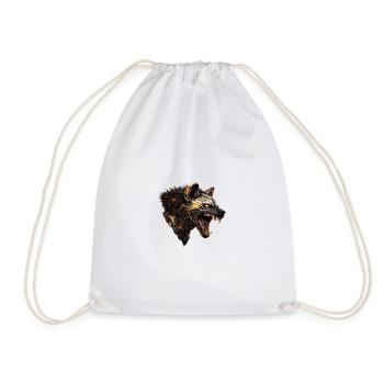 Mechanical hyaena head with luminous accents - Drawstring Bag - white - Front