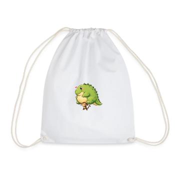 Monkey carrying dinosaur - Drawstring Bag - white - Front