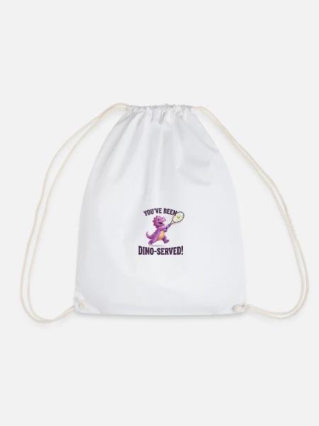You've been Dino served / Dino Tami Tennis Design - Drawstring Bag - white