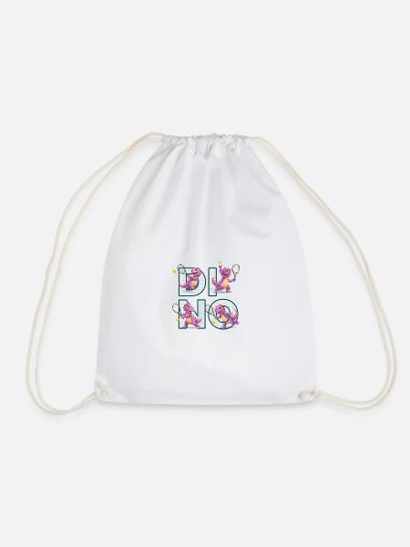 Tennis Dino / Dino Tami Design - Drawstring Bag - white