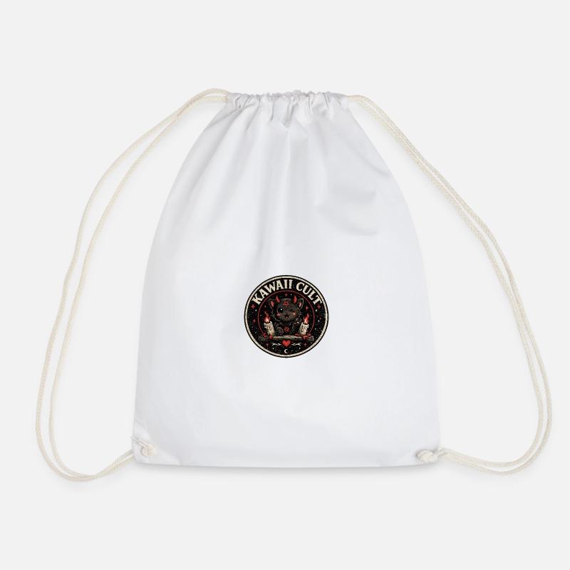 Hell_Cat - Drawstring Bag - white