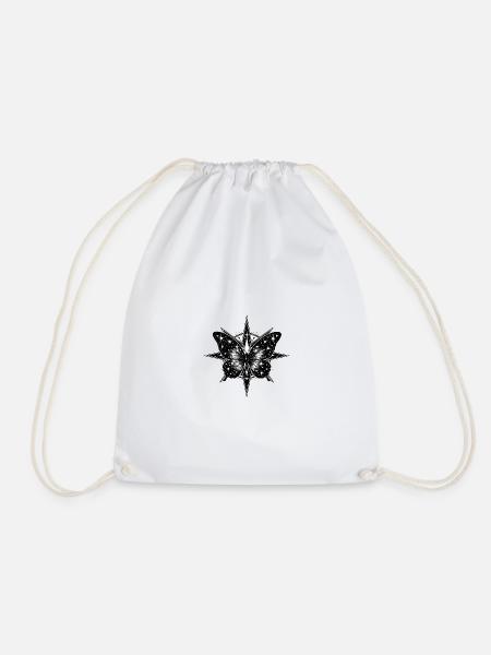 Cosmic Butterfly Compass - Drawstring Bag - white
