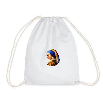 Das Mädchen mit dem pixeligen Perlenohrring - Turnbeutel - Weiß - Vorne