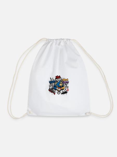 World Peace Graffiti: Connecting Hands - Drawstring Bag - white