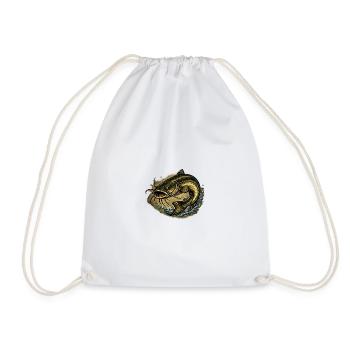 River Beast – Catfish Fury - Drawstring Bag - white - Front