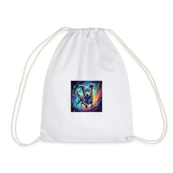 Neon dog in a swirl of color - Drawstring Bag - white - Front