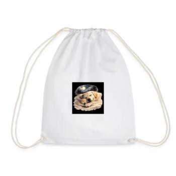 Mom dog sleeps with her child - Drawstring Bag - white - Front