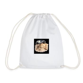 Mommy cat sleeps with her child - Drawstring Bag - white - Front