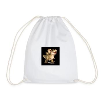 Mom T-Rex Playing With Her Baby - Drawstring Bag - white - Front