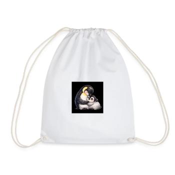 Mom Penguin cuddles with her baby - Drawstring Bag - white - Front