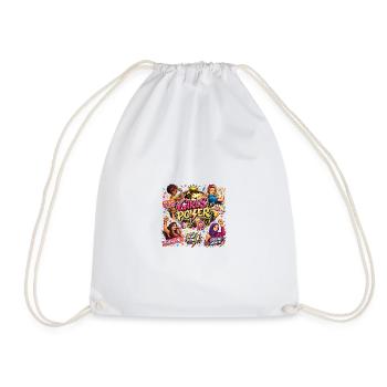 Girls Power Comic Style Motif - Drawstring Bag - white - Front
