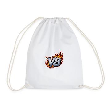 V8 Flame Emblem - Drawstring Bag - white - Front