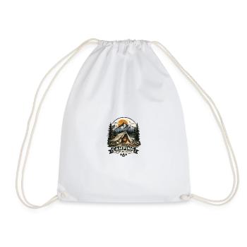 Mountain camping sunset - Drawstring Bag - white - Front