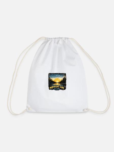 Scandi Midnight Sun Club - Drawstring Bag - white