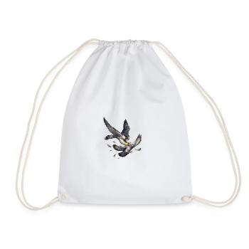 Peregrine falcon catches pigeon - Drawstring Bag - white - Front