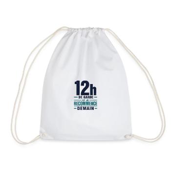 T-shirt infirmière 12h de garde humour cadeau - Sac de sport léger - blanc - Devant