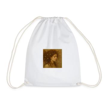 Pearl hair portrait in warm gold - Drawstring Bag - white - Front