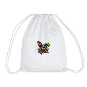 Psychedelic Bunny Neon Colors - Drawstring Bag - white - Front