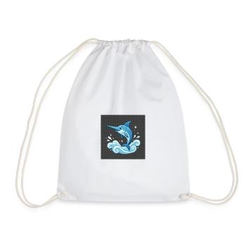 Water dolphin jumping motif - Drawstring Bag - white - Front