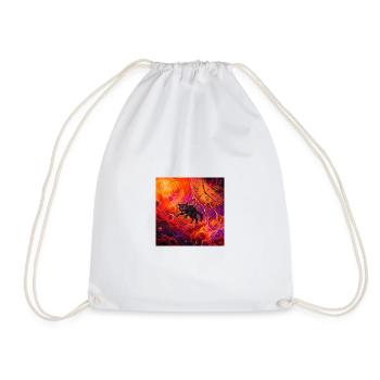 Cosmic Black Cat and Melted Clock - Drawstring Bag - white - Front