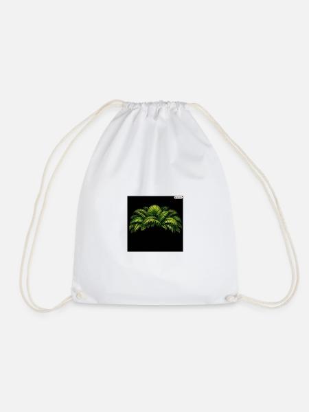 Palm Leaves Neon Contrast - Drawstring Bag - white