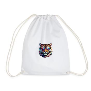 Psychedelic Tiger with Sunglasses - Drawstring Bag - white - Front