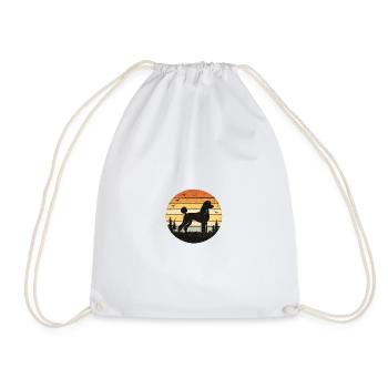 Retro Poodle Silhouette Sunset - Drawstring Bag - white - Front