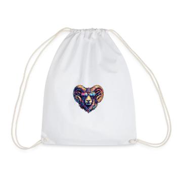 Colorful ram's head with sunglasses - Drawstring Bag - white - Front