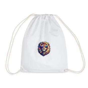 Neon lion with sunglasses - Drawstring Bag - white - Front