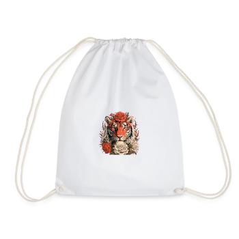 Tiger mit Blumenkrone - Turnbeutel - Weiß - Vorne