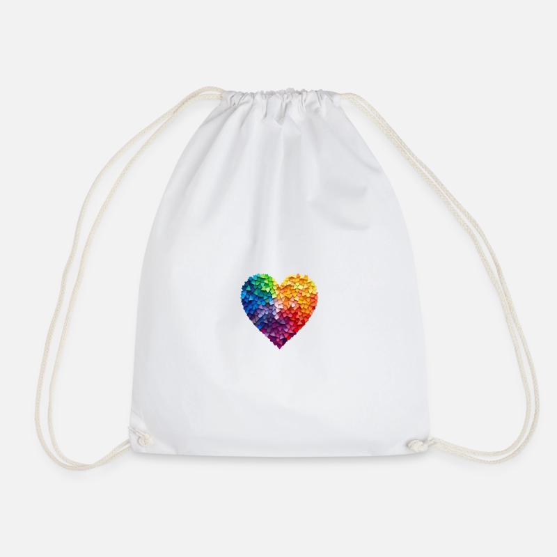 Cœur arc-en-ciel - Sac de sport léger - blanc