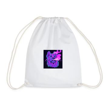 Trippy smoking dog. - Drawstring Bag - white - Front