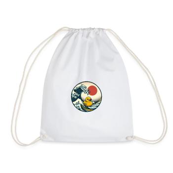 Japanese Duck - Drawstring Bag - white - Front